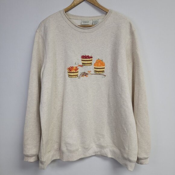 Classic Elements Womens Fall Embroidered Sweatshirt Sz 16W Crew Neck Pumpkin NOS - Picture 1 of 11